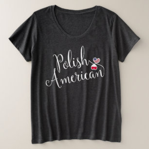 Camiseta Plus Size Corações Inclinados Poloneses Americanos