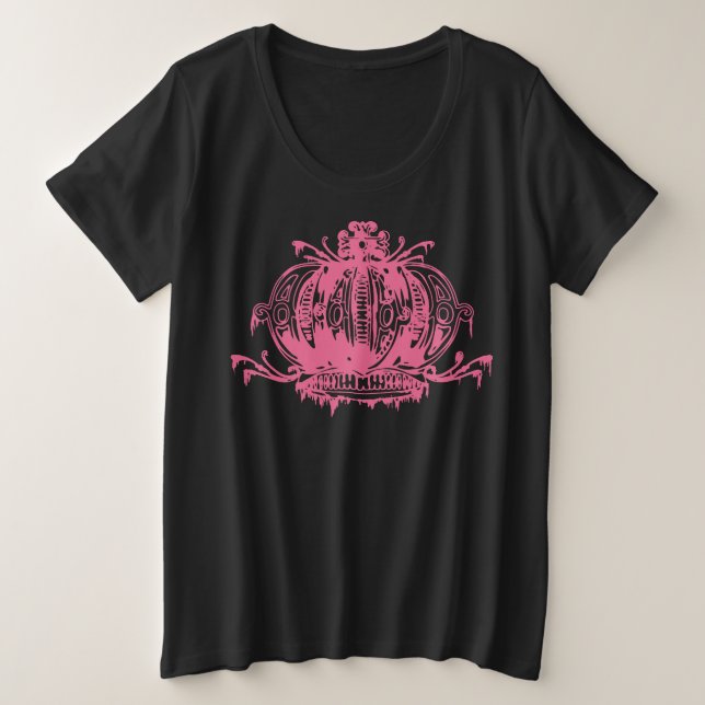 Camiseta Plus Size Coroa Gótica Diminuída Rosa (Frente do Design)