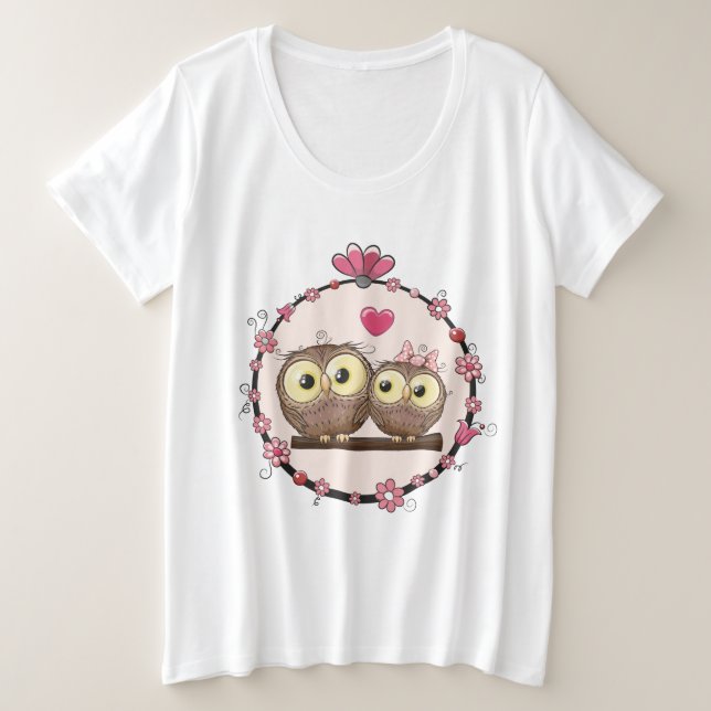 Camiseta Plus Size Corujas (Frente do Design)