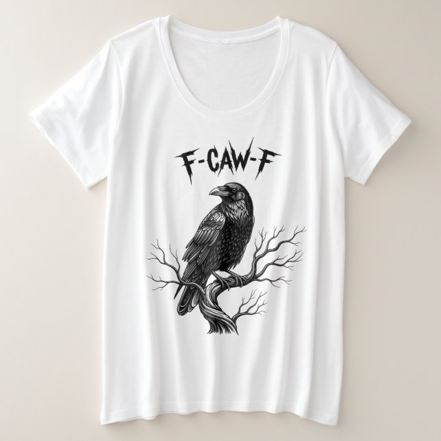 Camiseta Plus Size Corvo - F-Caw-F (Frente do Design)