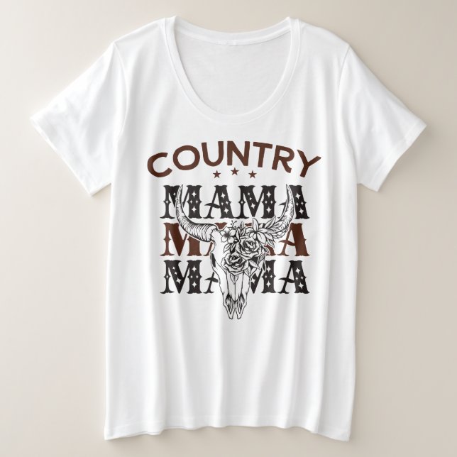 Camiseta Plus Size Country Mama Western Mãe (Frente do Design)