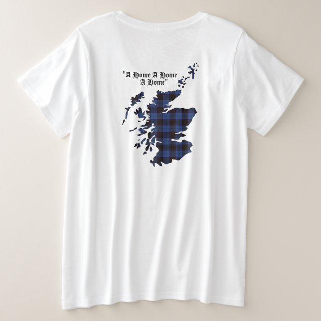 Camiseta Plus Size Crachá Clan Home/Hume e Tartan (Verso do Design)