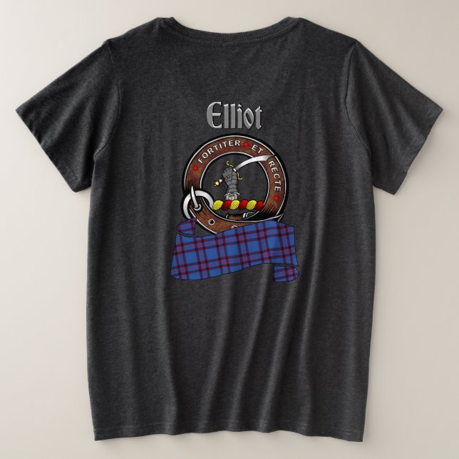 Camiseta Plus Size Crachá Elliot Clan (Verso do Design)