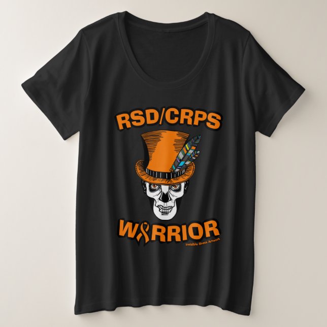 Camiseta Plus Size Crânio/Chapéu...RSD/CRPS (Frente do Design)