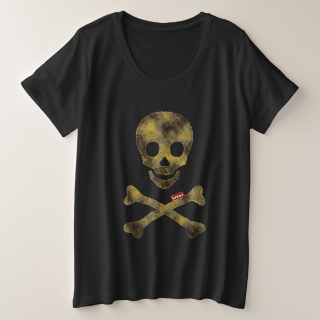 Camiseta Plus Size Crânio com padrão de camuflagem (Frente do Design)