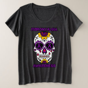 Camiseta Plus Size Crânio de Açúcar/Sensibilização...Fibro