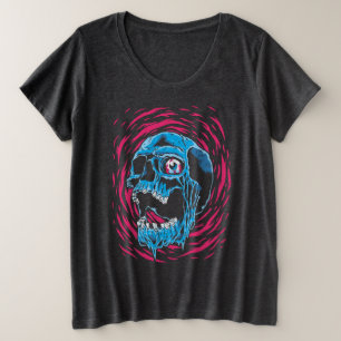 Camiseta Plus Size Crânio Derretendo: Horror Psicodélico