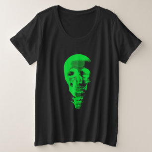 Camiseta Plus Size Crânio Verde Pixelado