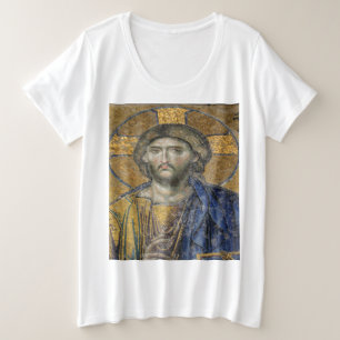 Camiseta Plus Size Cristo Pantocrator Mosiac Icônico Religioso Roman 