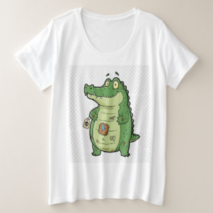 Camiseta Plus Size Crocodilo de Cartoon legal - Design de Animais Mis