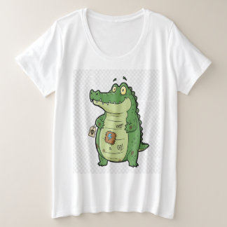 Camiseta Plus Size Crocodilo de Cartoon legal - Design de Animais Mis