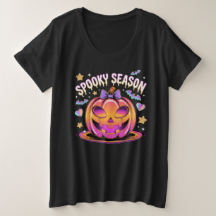 Camiseta Plus Size Cromo Futurístico Jack-O'-Lanterna Halloween T-Shi