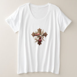 Camiseta Plus Size Cross with Doves – Christian Faith Inspirational D