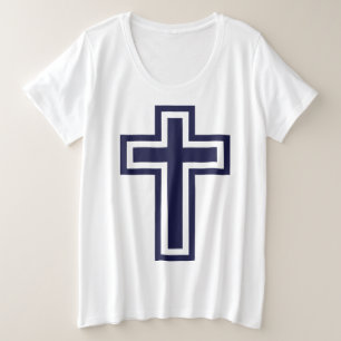 Camiseta Plus Size Cruz cristã azul variantes diferentes