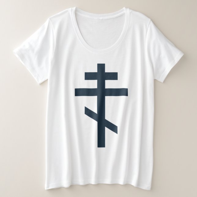 Camiseta Plus Size Cruz ortodoxa russa (Frente do Design)