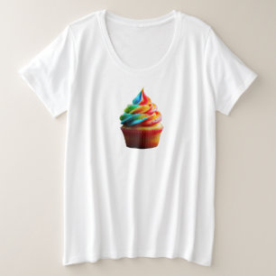 Camiseta Plus Size Cupa de bolo de arco-íris deslumbrante do Slippery