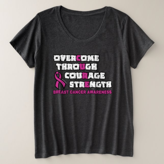 Camiseta Plus Size CURE...Cancer de peito (Frente do Design)