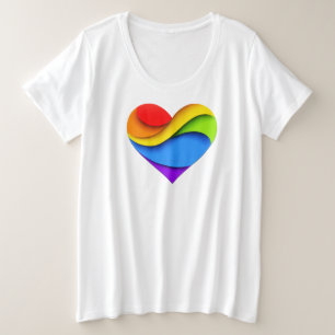 Camiseta Plus Size Curvas de Orgulho do SlipperyJoe em forma de coraç