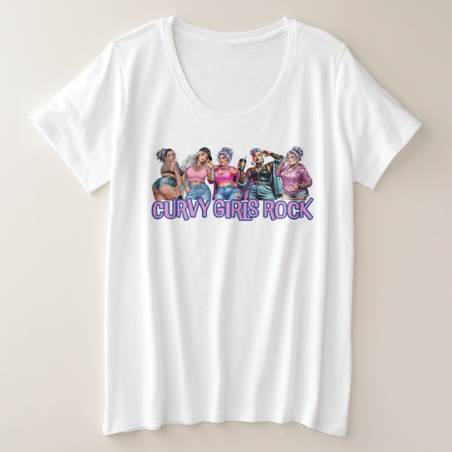Camiseta Plus Size Curvy Girls Rock (Frente do Design)