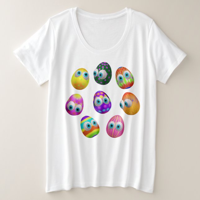 Camiseta Plus Size Cute and Funny Easter Eggs Cartoon (Frente do Design)