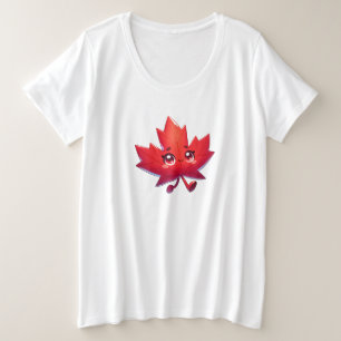 Camiseta Plus Size Cute Kawaii Maple Leaf   Elbows Up Canadá