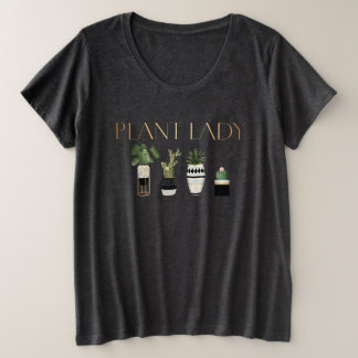 Camiseta Plus Size Dama de Plantas, Amantes de Plantas, Jardineiras F