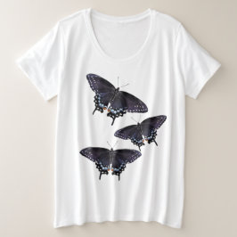 Camiseta Plus Size Damas Mais Tamanho Tee Black Swallowtail