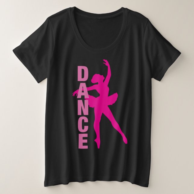 Camiseta Plus Size Dança Ballerina Rosa Quente (Frente do Design)