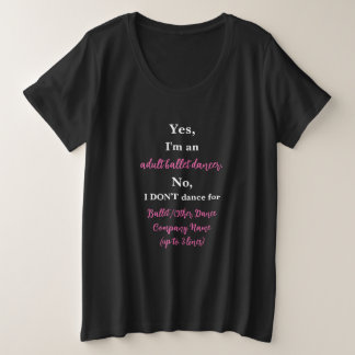 Camiseta Plus Size Dançarino do Balé Adulto Rosa/Texto Branco