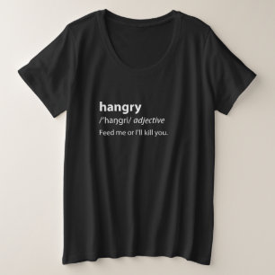 Camiseta Plus Size Definição de Dicionário Engraçado Hangry