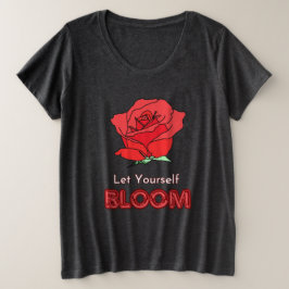 Camiseta Plus Size Deixem-Se Bloquear Arte Flor De Rosa vermelha