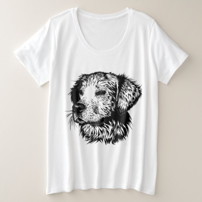 Camiseta Plus Size Desenho da Cabeça Canina (Frente do Design)