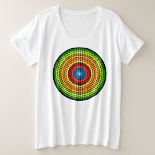 Camiseta Plus Size Desenho de Arte Mandala Abstrata Pontilhada-65904