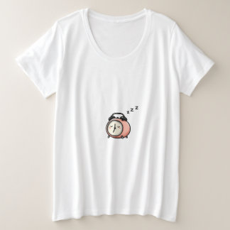 Camiseta Plus Size Desenho de despertador sonolento – Ainda não acord