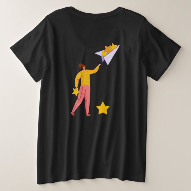 Camiseta Plus Size desenho do tema Avião (Verso do Design)