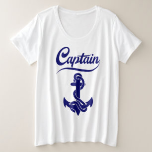 Camiseta Plus Size Desenho Náutico Âncora Barco à Vela Capitão