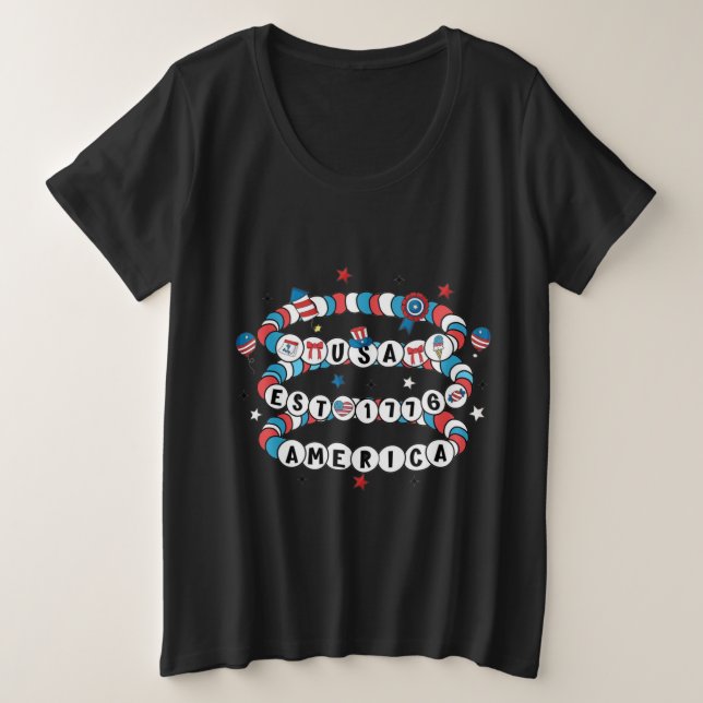 Camiseta Plus Size Design da América do deus abençoe (Frente do Design)