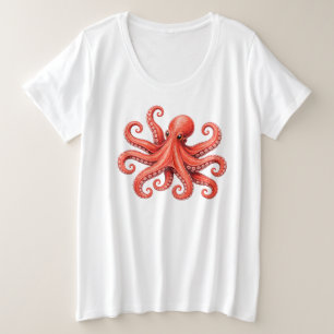 Camiseta Plus Size Design de animal marinho polvo do oceano