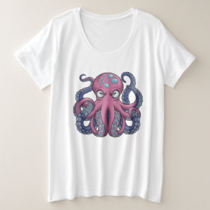 Camiseta Plus Size Design de Camiseiros T Monstro de Octopus Vetor -