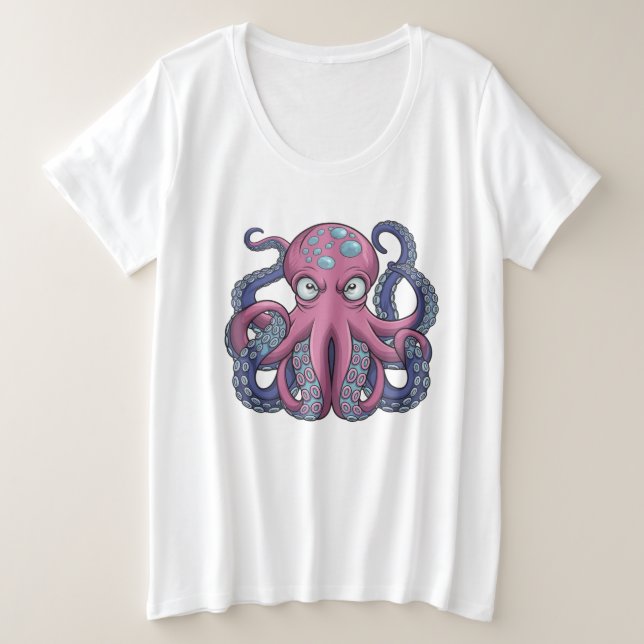 Camiseta Plus Size Design de Camiseiros T Monstro de Octopus Vetor -  (Frente do Design)