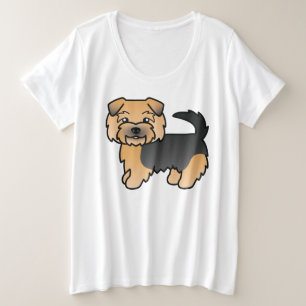 Camiseta Plus Size Design de Cartoon Negra E Tan Norfolk Terrier Dog