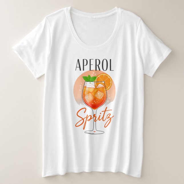 Camiseta Plus Size Design de Coquetel Aperol Spritz (Frente do Design)