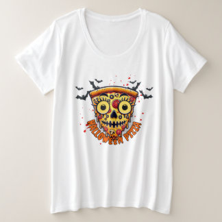 Camiseta Plus Size Design de Fatia de Pizza de Halloween Spooky