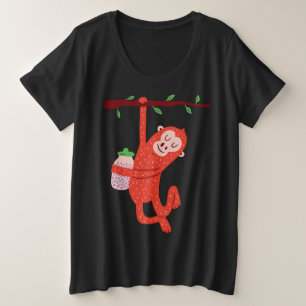 Camiseta Plus Size Design de Macaco Pequeno Fofo