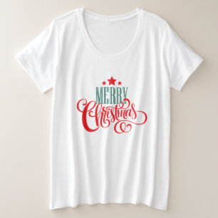 Camiseta Plus Size Design de Natal e estrelas