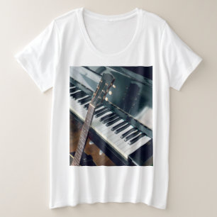 Camiseta Plus Size Design de Piano bonito
