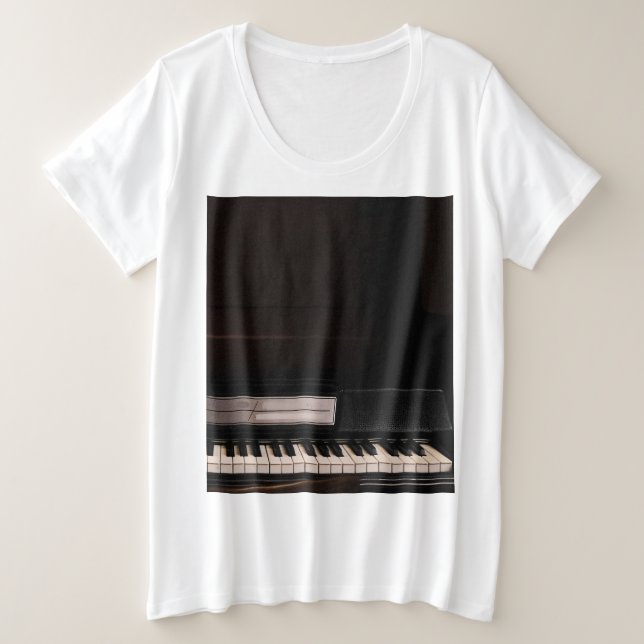 Camiseta Plus Size Design de Piano Incrível (Frente do Design)