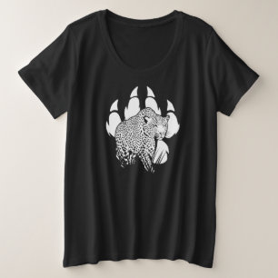 Camiseta Plus Size Design do Gráfico de Pegada do Pantero Preto e Br