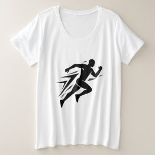 Camiseta Plus Size Design Esportivo Atlético Silhueta do Corredor Vel