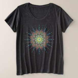 Camiseta Plus Size Design Geométrico do Ornamentado Mandala bonito